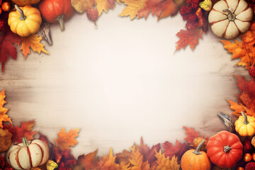 Naklejka na ściany i meble Thanksgiving Autumn Decoration with Empty Space