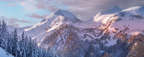 Pirin mountains, Bulgaria winter snow peaks - obrazy, fototapety, plakaty