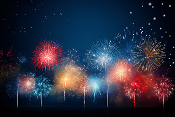 Fireworks Celebration on Dark Background with Copy Space