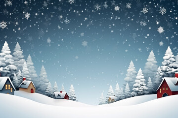 Winter Christmas Postcard Banner with Copy Space