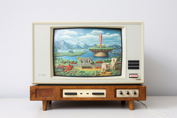 Retro Gaming on Old Television Set