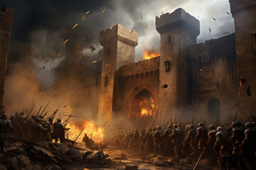 Medieval Castle Siege - obrazy, fototapety, plakaty
