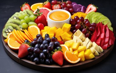 Colorful and Delicious Fruit Rainbow Display