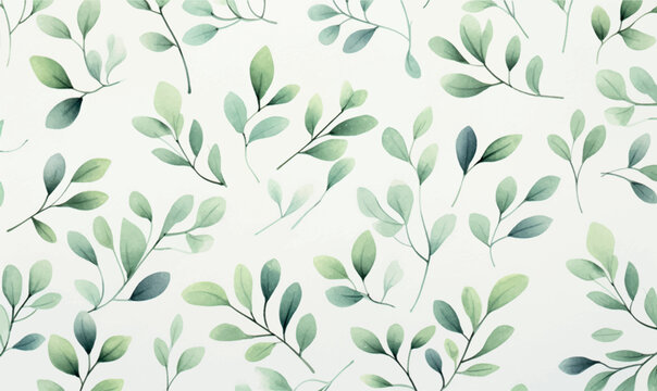 watercolor background, texture, pattern, green leaves