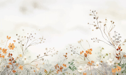 watercolor background, illustration, autumn, leaves, orange colors, floral