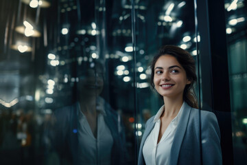 Happy young businesswoman smiling. Cheerful young businesswoman.