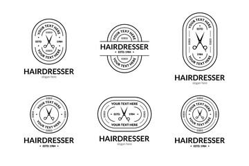Stylish hairdresser emblem set - obrazy, fototapety, plakaty