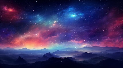 Fototapeta premium night sky glowing with iridescent deep space