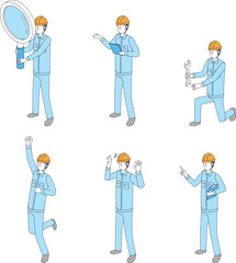 作業員のポーズイラストセット