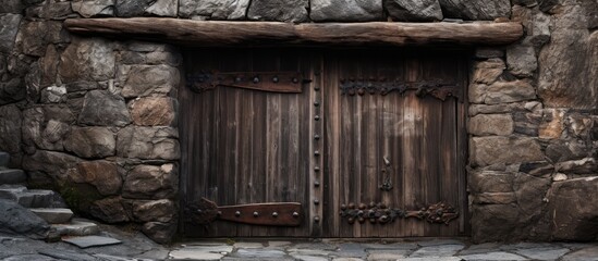 Gorgeous aged entrance made of wood and stones