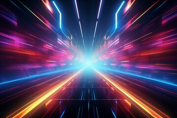 Fototapeta na wymiar A vibrant tunnel with glowing lines. Generative AI