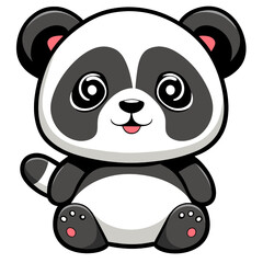 Cute panda cartoon sitting on white background. Vector illustration.