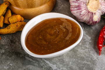 Indian curry sauce in the bowl