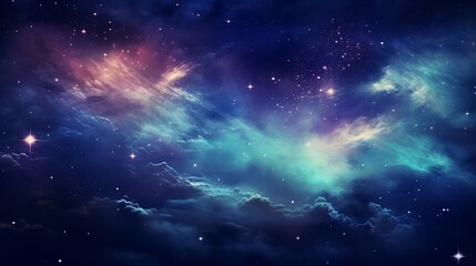 night sky glowing with iridescent deep space - obrazy, fototapety, plakaty