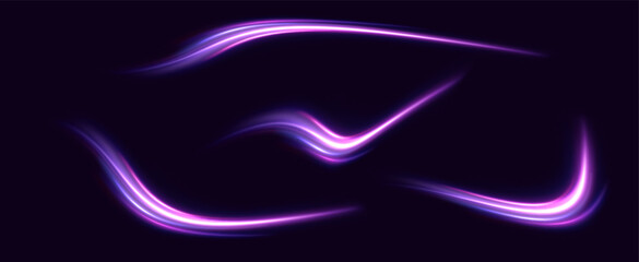 Neon speed lines. Dynamic light motion traces. Light trace wave, trace line.	
Neon swirls.