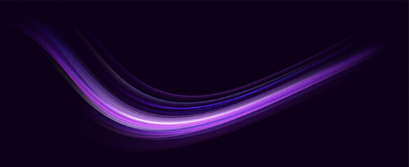 Blue glowing shiny lines. Vector blue light effect, neon speed motion curve.Speed ​​line.Vector.