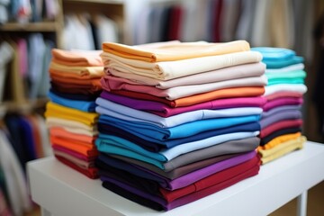 A shirts on hang for sale in shop at luxury shopping mall. Generative AI
