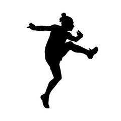 Silhouette of a female in martial art pose. Silhouette of a woman in martial art gesture.
