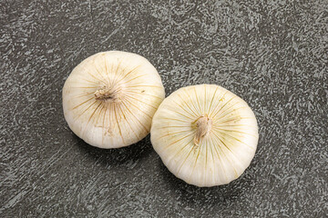Raw white onion heap isolated