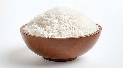 A Basmati rice in bowl on white background