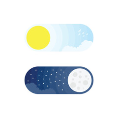 Switch icon vector illustration. Day, night, sunset on isolated background. Dark, light mode sign concept.