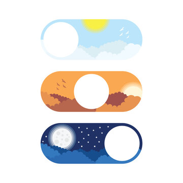 Switch icon vector illustration. Day, night, sunset on isolated background. Dark, light mode sign concept.