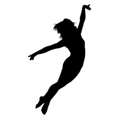 Silhouette of a ballet dancer female in pose. Silhouette of a ballerina in action pose. - obrazy, fototapety, plakaty