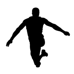 Silhouette of a man athlete in jumping pose. Silhouette of a sporty male jumping.