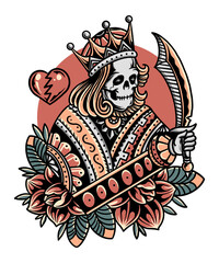 the king tattoo illustration design