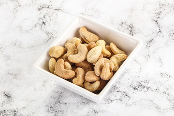 Cashew nuts heap in the bowl