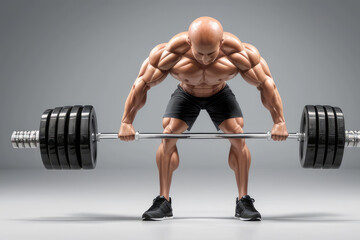 Human brain figure with hands lifting dumbbell