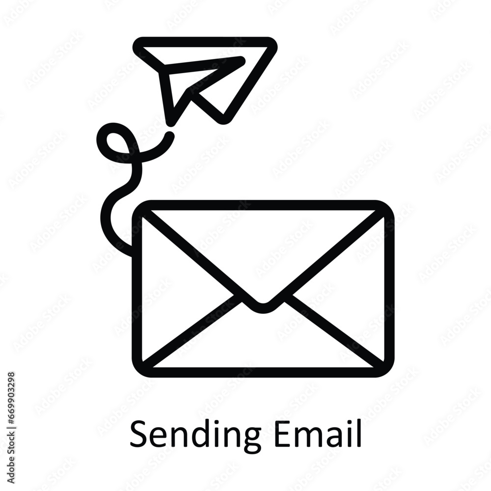 Poster sending email vector outline design illustration. symbol on white background eps 10 file