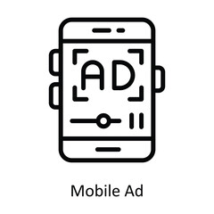 Mobile Ad vector outline Design illustration. Symbol on White background EPS 10 File 