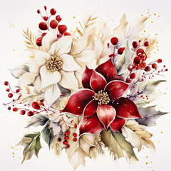 Beautiful Christmas poinsettia decoration background, ai design