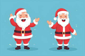 Variations of Flat Santa Claus Gestures in Character Design.