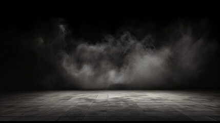 Naklejka na ściany i meble Abstract image of dark room concrete floor. Black