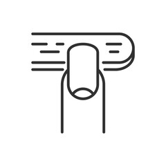 Nail file and nail polish, linear icon. Correct nail shape with a nail file. Line with editable stroke