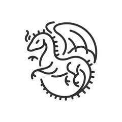 Dragon, linear icon. Line with editable stroke