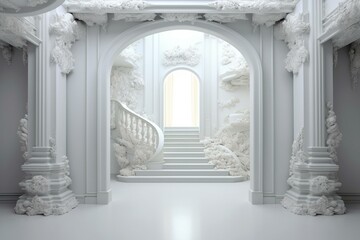 White entrance. Generative AI