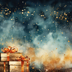 Grunge christmas gifts decoration background, ai design