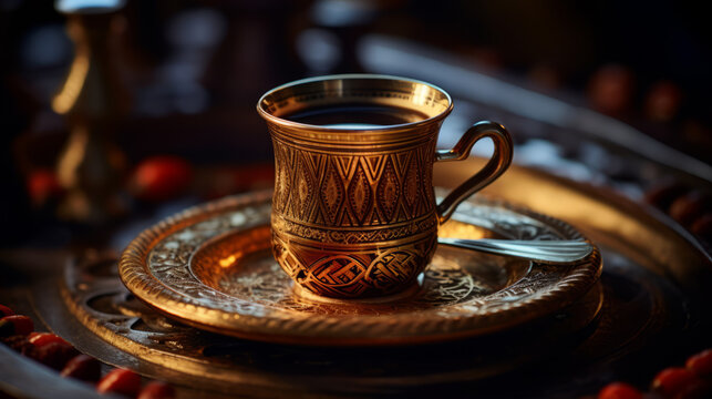 Turkish coffee served in fildzan- authentic Turkish coffee cup