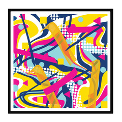 Abstract themed vector handwritten drawings with bright and colorful design art illustration style