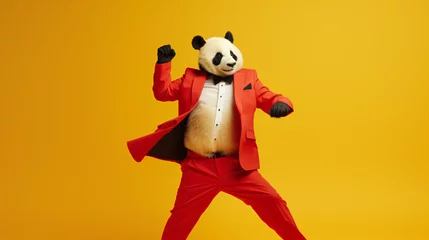 Foto op Plexiglas Photo of modern dancer panda guy dance © Hassan