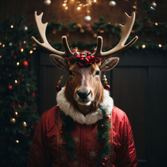 Christmas deer, winter, Christmas trees, home comfort