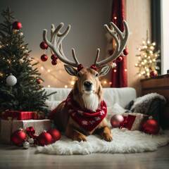 Christmas deer, winter, Christmas trees, home comfort