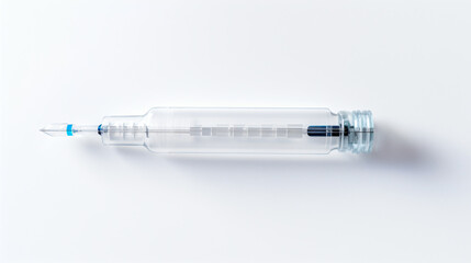 Plastic syringe on the white background