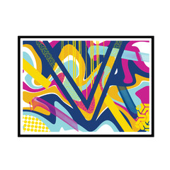 Abstract themed vector handwritten drawings with bright and colorful design art illustration style