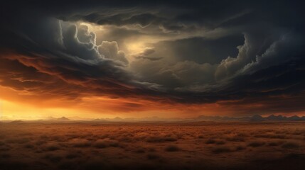 Fototapeta na wymiar Today at 1-03 AM thundercloud, looming storm, western plains, high grass, photorealistic, 8k