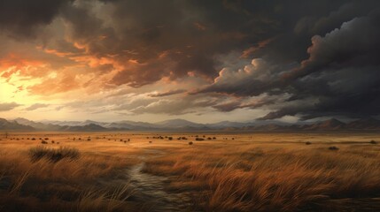 Today at 1-03 AM thundercloud, looming storm, western plains, high grass, photorealistic, 8k - obrazy, fototapety, plakaty