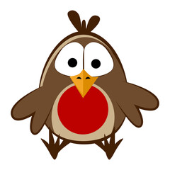 Funny little bullfinch. In cartoon style New Years bird.